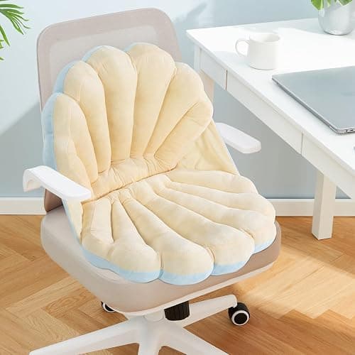 HOMBYS Shell Shaped Seat Cushion with Backrest, Cute Gaming Chair Cushion, Openable Shell Pillow, Throw Pillow & Decorative Pillow for Bed, Couch & Sofa, Ocean Theme Seashell Home Decor, (Blue) - Image 1