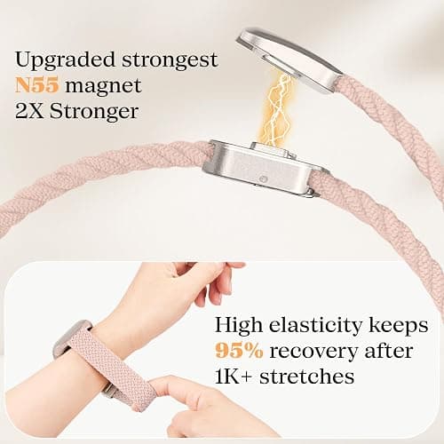Butifacion Apple Watch Bands for Women: Braided Strap Fit All iWatch Models | 4 Pack Stretchy Breathable Bands with Secure Magnetic Clasp, Quick Adjustment, Durable for All-Day Comfort, Machine Washable thumbnail 5