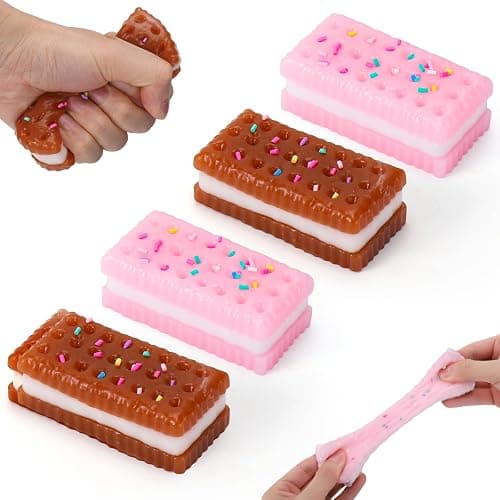Vodolo 4 PCS Silicone Stress Relief Squishy,Cookie Sticky Taba Squishy Fidget Toys Adults,Ultra-Soft Squeeze Toys,Fun Silicone Enjoy Decompression Toy,Soft and Relaxing Squeezing Toy - Image 1