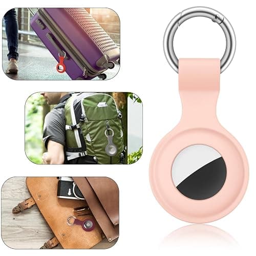 4 Pack Airtag Case Holder for Apple Air Tag, Airtag Case with Anti-Lost Keychain, Silicone Protective Cover for Kids' Backpacks, Dog Collars, Luggage, Multi-Color Protective AirTag Accessories thumbnail 3