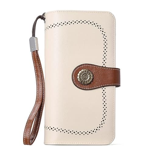 BOSTANTEN Leather Wallet for Women RFID Blocking Zip Around Credit Cards Holder Phone Clutch - Image 1