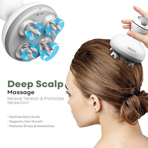 adomii Electric Scalp Massager Cordless, Waterproof Handheld Head Hair Massage Massager, 84 Kneading Nodes & Pet-Friendly Cat Massager- Ideal Gift thumbnail 2