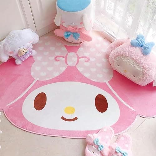 WAXJJDW Anime Bunny Pattern Cute Fur Area Rug Blanket Rug Non-Slip Door Floor Mats Carpet for Home 40 * 60cm Pink - Image 1