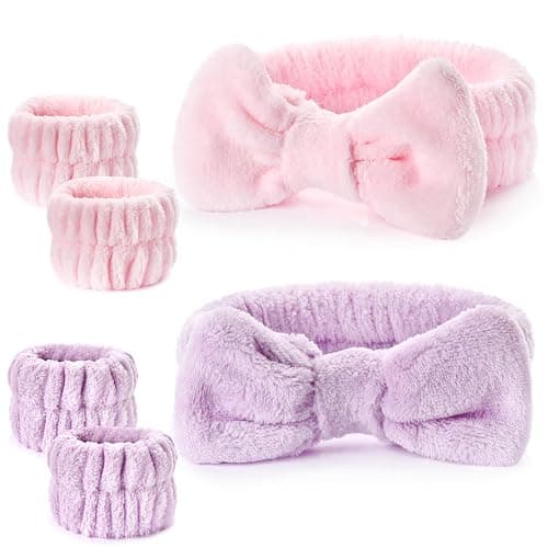 Dorbetar 6Pack Headbands and Wristband Set for Washing Face, Spa Skincare Makeup Headband, wrist bands and hair band for face wash, for Women and Teen Girl skincare tools Gifts thumbnail 8