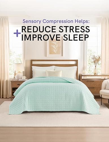 YnM 15lbs Weighted Blanket for Adults, Heavy Bed Throw Blanket with Cooling Glass Beads for All Season Use, Ideal for ~110lbs (48x72 Inches, Twin/Full, Mint Green) thumbnail 2