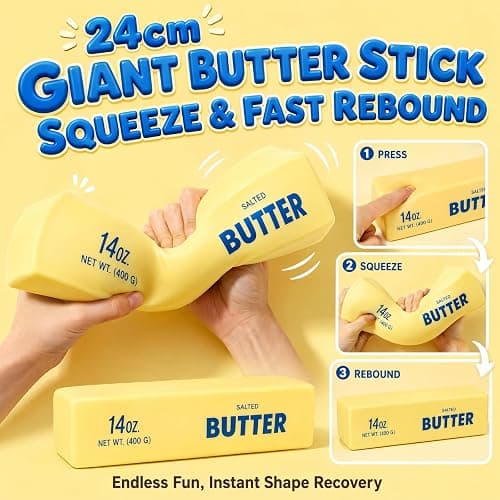 Butter Squishy Giant, Jumbo Cheese Squishy Fidget Toys for Adults | 14OZ Jumbo Squishies Slow Rising, Big Cheese Squishy Squeeze Sensory Toys for ADHD Anxiety Stress Relief thumbnail 3