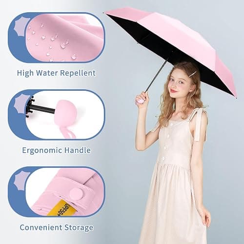 Yoobure Travel Umbrella Portable Compact Umbrellas, Pocket Mini for Purse, Umbrellas for UV Sun & Rain Small for Backpack, Umbrella with Case Folding for Kids Women thumbnail 3