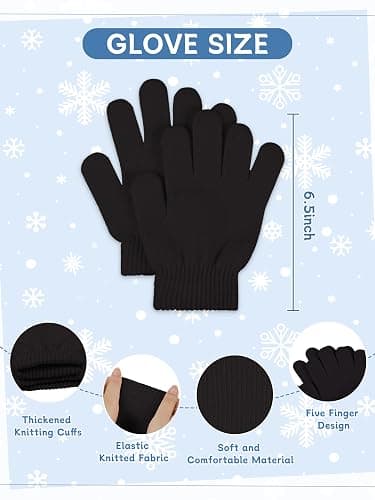 Glooarm 6 Pack Kids Beanies Hats Gloves Set, Kids Winter Hats Full Finger Gloves for Boys Girls thumbnail 2