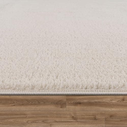 TT Home Wohnzimmer Teppich Kurzflor Anti-Rutsch Rückseite Unifarben Modern Waschbar, Farbe: Creme, Größe:160x220 cm thumbnail 2