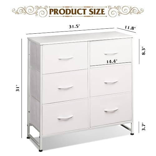 WLIVE White Dresser for Bedroom, 6 Drawer Double Dresser, Fabric Storage Tower with Fabric Bins, Chest of Drawers for Closet, Living Room, Hallway thumbnail 3