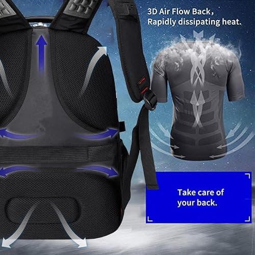SHRRADOO Extra Large 50L Travel Laptop Backpack with USB Charging Port, College High School Backpack Airline Approved Business Work Bag Fits 17 Inch Computer for Men Women thumbnail 7