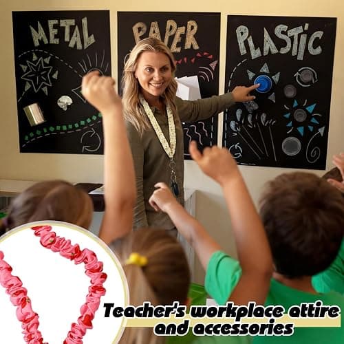 SmoothNovelty 4 Pcs Teacher Scrunchie Lanyards Bulk Cute Apple Notebook Pencil Elastic Stretchy Neck Lanyard for Women Teacher Lanyard for ID Badges and Stretchy Scrunchie Keychain Back to School Gift thumbnail 6