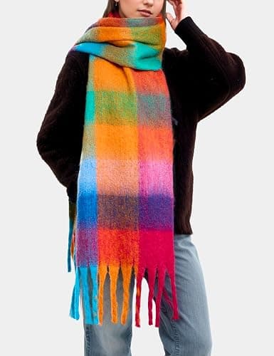 Topgalaxy.Z Winter Scarf for Women, Big Thick Colorful Scarves, Oversized Soft Blanket Wrap, Extra Long Large Cozy Scarves for Cold Weather thumbnail 2