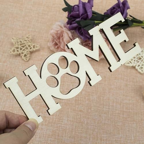 3pcs Home Paw Wood Sign Blank Wooden Dog Cat Paw Plaque Unfinished Wood DIY Crafts Cutouts Ornaments for Puppy Pet House Door Wall Decorative, 7.9x2.6 in thumbnail 5