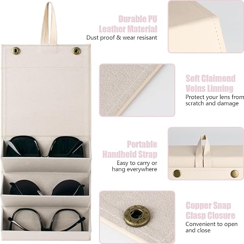 VACONICO Sunglasses Travel Case,Foldable Eyeglasses Case, Portable Multiple Glasses Case for Women Men Girls thumbnail 3