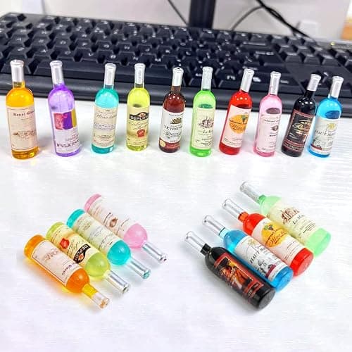 10Pcs 1:12 Scale Mini Miniature Bottles Wine Bottles miniverse Make it Mini Food Mini House Drink Accessories Dollhouse Decoration (10pcs Non-Repeating) thumbnail 6
