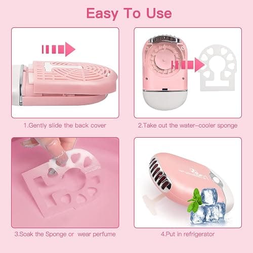 mlogiroa Lash Fan Mini Portable Eyelash Fan Handheld for Eyelash Extension Rechargeable USB C Air Cooling Blower with Built in Sponge Lash Extension Application(Pink) thumbnail 6
