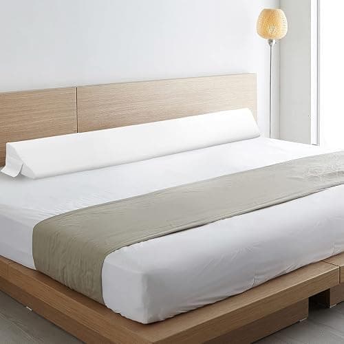 Vekkia Queen Size Bed Wedge Pillow for Headboard Gap/Mattress Wedge Gap Filler/Bed Gap Filler Fill 0-6" Gap Between Headboard and Mattress,60"x10"x6"-White thumbnail 7
