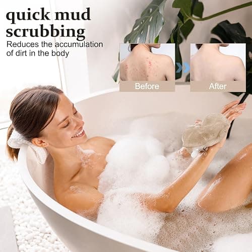 MuiiuM African Net Sponge Authentic with Knots, Colourfast Exfoliating Body and Back Scrubber, Extra Long Quick-Dry Bath Shower Net Loofah for Rich Lather and Dead Skin Removal (Flaxen) thumbnail 4