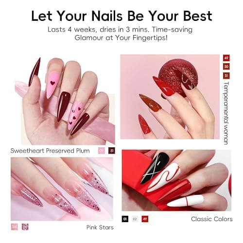 PEACECOLOR 58PCS Gel Nail Polish Set: 35+5 Colours Nail Gel Polish with Drill and Lamp, White Pink Red Nail Kit, Glossy Matte Glitter Base Top Coat, Salon Full Tools Set for Gifts thumbnail 3