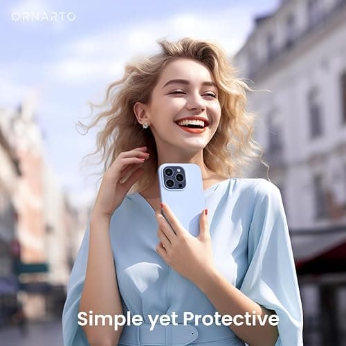 ORNARTO Compatible with iPhone 15 Pro Case 6.1", Liquid Silicone 3 Layers Full Covered Soft Gel Rubber Cover, Shockproof Protective Slim Phone Case with Anti-Scratch Microfiber Lining-Baby Blue thumbnail 6