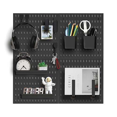 Zestify Pegboard Wall Organizer Kit, Modular Storage System, Black | 4 Modular 11.8" Pegboards with Hooks & Storage Baskets, Durable ABS/HIPS for Gaming, Office, Craft & Home Organization - Image 1