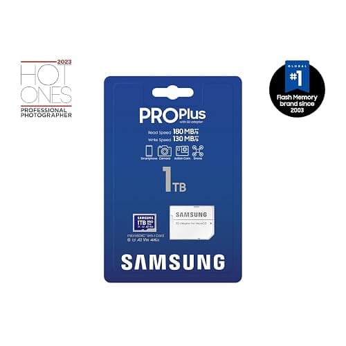 Samsung PRO Plus microSD Memory Card + Adapter, 1TB MicroSDXC, Up to 180 MB/s, Full HD & 4K UHD, UHS-I, C10, U3, V30, A2 for Android Phones, Tablets, GoPRO, DJI Drone, MB-MD1T0SA/AM, 2024 thumbnail 7