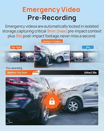 70mai 4K Dash Cam Front and Rear, Built in Wi-Fi 6 & GPS Car Camera, Super Night Vision, ADAS, 3'' IPS Screen, 24H Parking Mode, Time-Lapse, Loop Recording, with 128GB Card (A800SE) thumbnail 6