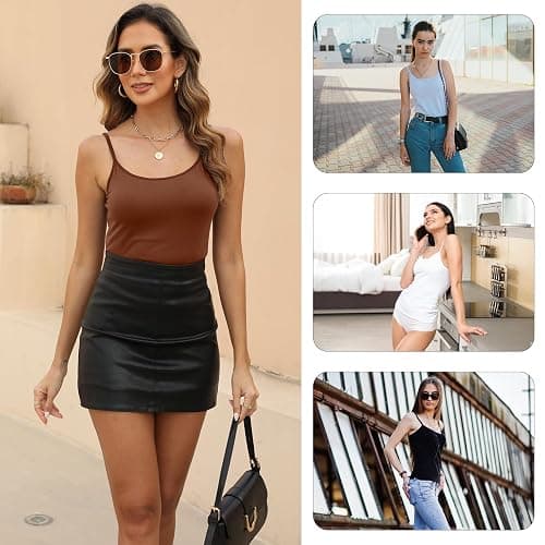BQTQ 5 Pcs Women's Camisole Tank Tops Spaghetti Strap Basic Undershirts | Adjustable Spaghetti Straps Camisoles Slim Fit Basic Vest Tops for Women, Soft Seamless Layering Tops for Everyday Wear thumbnail 7