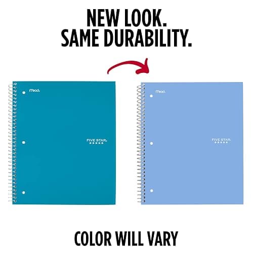 Five Star Spiral Notebook + Study App, 3 Subject, Wide Ruled Paper, 8" x 10-1/2", 150 Sheets, Fights Ink Bleed, Water Resistant Cover, Tidewater Blue (73184) thumbnail 4