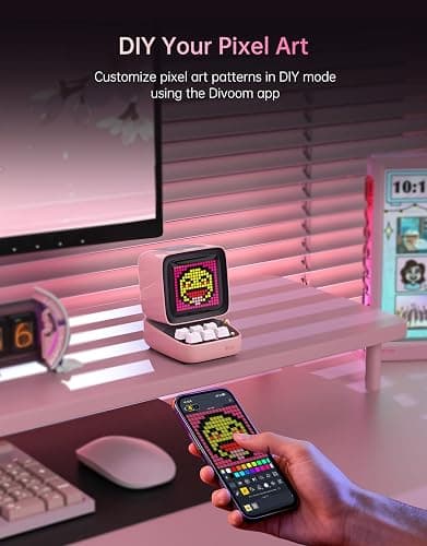 Divoom Ditoo Retro Pixel Art Game Bluetooth Speaker with 16X16 LED App Controlled Front Screen (Pink) thumbnail 3