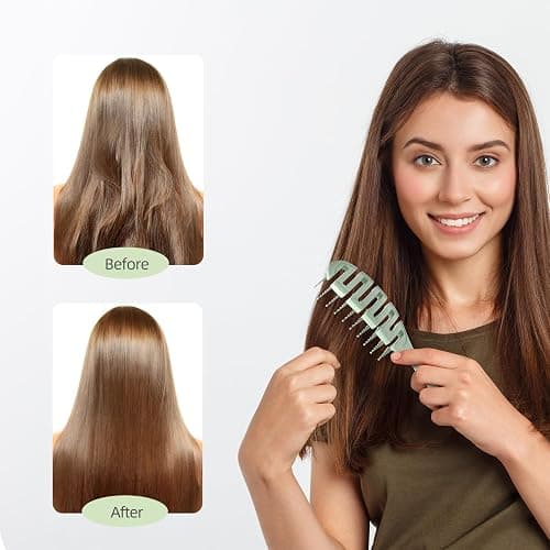 Ecoed Detangler Hairbrush, Soft Bristle Detangling Brush for Straight, Wavy, Curly and Fine Hair, Dry and Wet, Quick Smoothing for Women and Men, Eco-Friendly & Sustainable Material (Green) thumbnail 5
