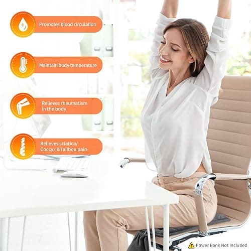 Seat Cushion,Office Chair Cushions Butt Pillow for Long Sitting,Non-Slip Sciatica & Back Coccyx Cushion for Tailbone Pain Relief Heated Chair Pad,Seat Warmer for Home Seat Cushion-Dark Grey thumbnail 6