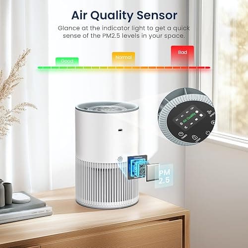 Air Purifiers for Home Large Room up to 1200ft², LUNINO H13 True HEPA Air Purifier for Bedroom with Fragrance Function, Air Quality Sensor, Sleep Mode, Air Cleaner for Pet Dander, Odor, Dust, Smoke thumbnail 5