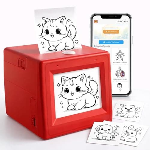 Bioetva AI Smart Voice Sticker Printer Box, Smart Thermal Sticker Printer with Voice Control & Display, Inkless Portable Mini Printer for DIY, Study & Creative Fun, Includes 5 Rolls of Paper - Image 1