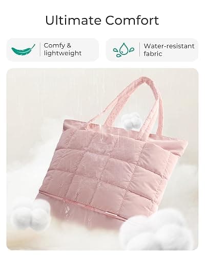 BAGSMART Expandable Tote Bag for Women, Puffer Work Tote Handbag, Quilted Carry On Bag for Travel Gym thumbnail 3