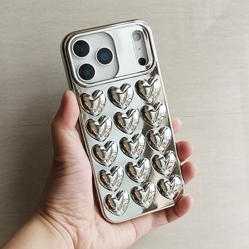 DMaos for iPhone 16 Plus Case for Women, 3D Pop Bubble Heart Gel Cover, Cute Girly for iPhone16 Plus 6.7 inch - Silver thumbnail 8