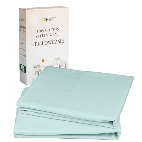 California Design Den 100% Cotton Pillow Cases Standard Size Set of 2, Soft Sateen Weave Pillowcase Set (Standard/Queen, Seafoam) - Image 1