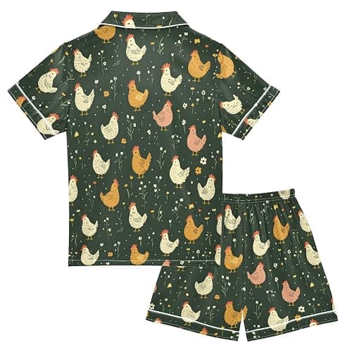 ALAZA Paris Eiffel Tower Blossom Flower Satin Pajamas Set Short Sleeve Button Down Sleepwear Summer Pjs 2 Piece thumbnail 4