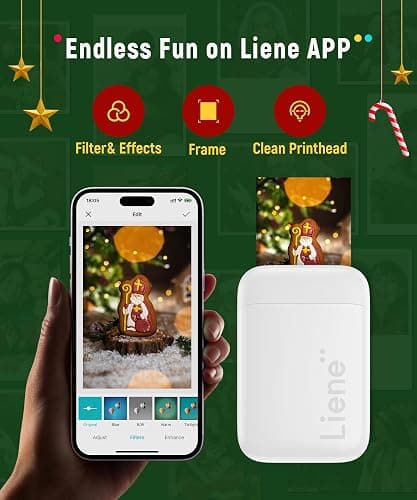Liene 2x3” Photo Printer, Mini Photo Printer w/ 5 Zink Adhesive Photo Paper, Bluetooth 5.0, Compatible w/iOS & Android, Portable Color Mono Instant Photo Printer for iPhone, Smartphone, Pearl White thumbnail 8