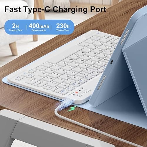 IAMKHO Keyboard Case for iPad (A16) 11th Gen 11 Inch 2025, iPad 10th Generation 10.9 Inch 2022, Detachable Wireless Bluetooth Keyboard with Built-in Left Side Pencil Holder (Sky Blue) thumbnail 4