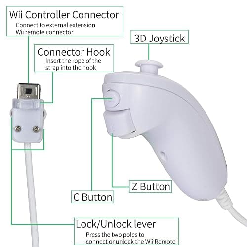 NC Nunchuck Controller Joystick Gamepad Replacement for wii Nunchuck Controller, Compatible with Nintendo Wii & Wii U Video Game Gamepads (White 1PCS) thumbnail 2