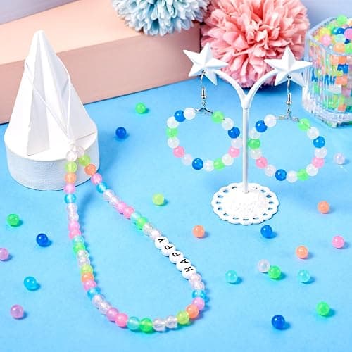 1784Pcs 6mm Luminous Round Beads Glow in The Dark Beads Color Changing Bracelet Bead Glow Pony Bead for Halloween Bracelet Earring Jewelry Making Gifts thumbnail 2