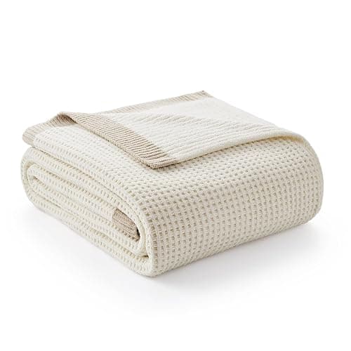 Amélie Home Chenille Throw Blanket, Soft Cozy Waffle Throw for Couch & Sofa, Warm Yet Lightweight, Breathable All-Season Throws for Women Men, Housewarming, Birthdays, 50"x60", Ivory - Image 1