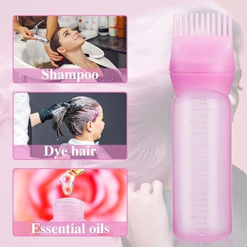 Pimoys 2 Pack Root Comb Applicator Bottle, 6 Ounce Oil Applicator for Hair Dye, Hair Oiling Applicator Hair Coloring Brush Bottle with Graduated Scale thumbnail 4
