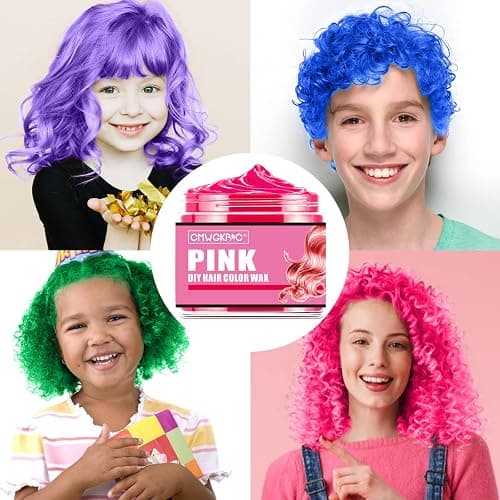 4 Colors Temporary Hair Color for Kids Women Men,Green Blue Purple Pink Hair Dye Color Wax,Gifts for Teens Boys Girls,Gifts for Kids,Temporary Hair Dye Hair Color Wax for Party,Halloween,Cosplay thumbnail 6