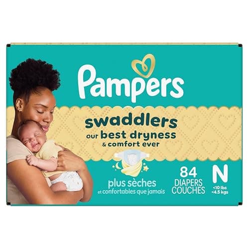 Pampers Swaddlers Newborn Diapers, Size Newborn (10 lbs), 84 Count, Fragrance Free, Hypoallergenic, Absorbent, Pediatrician Recommended, Skin Safe thumbnail 15