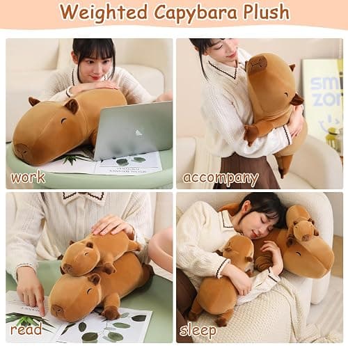SQEQE Weighted Capybara Plush, Weighted Capybara Stuffed Animal, Cute Plushies Soft Pillow Toy Gift for Kids Adults 9.8 Inch, 0.8 Lbs thumbnail 5