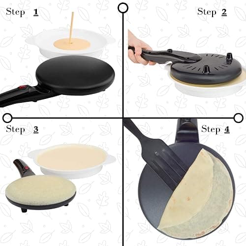 Moss & Stone Electric Crepe Maker – 8” Portable Crepe Pan Nonstick with Dipping Plate, Auto Shut-Off, On/Off Switch, Even Heating & One Automatic Temperature Control – Compact Crepe Maker thumbnail 5
