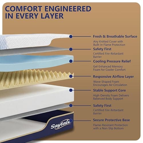SayTale Medium Firm 8 inch Full Mattress Memory Foam Mattress in a Box | Gel Memory Foam, Motion Isolation, CertiPUR-US Certified thumbnail 2